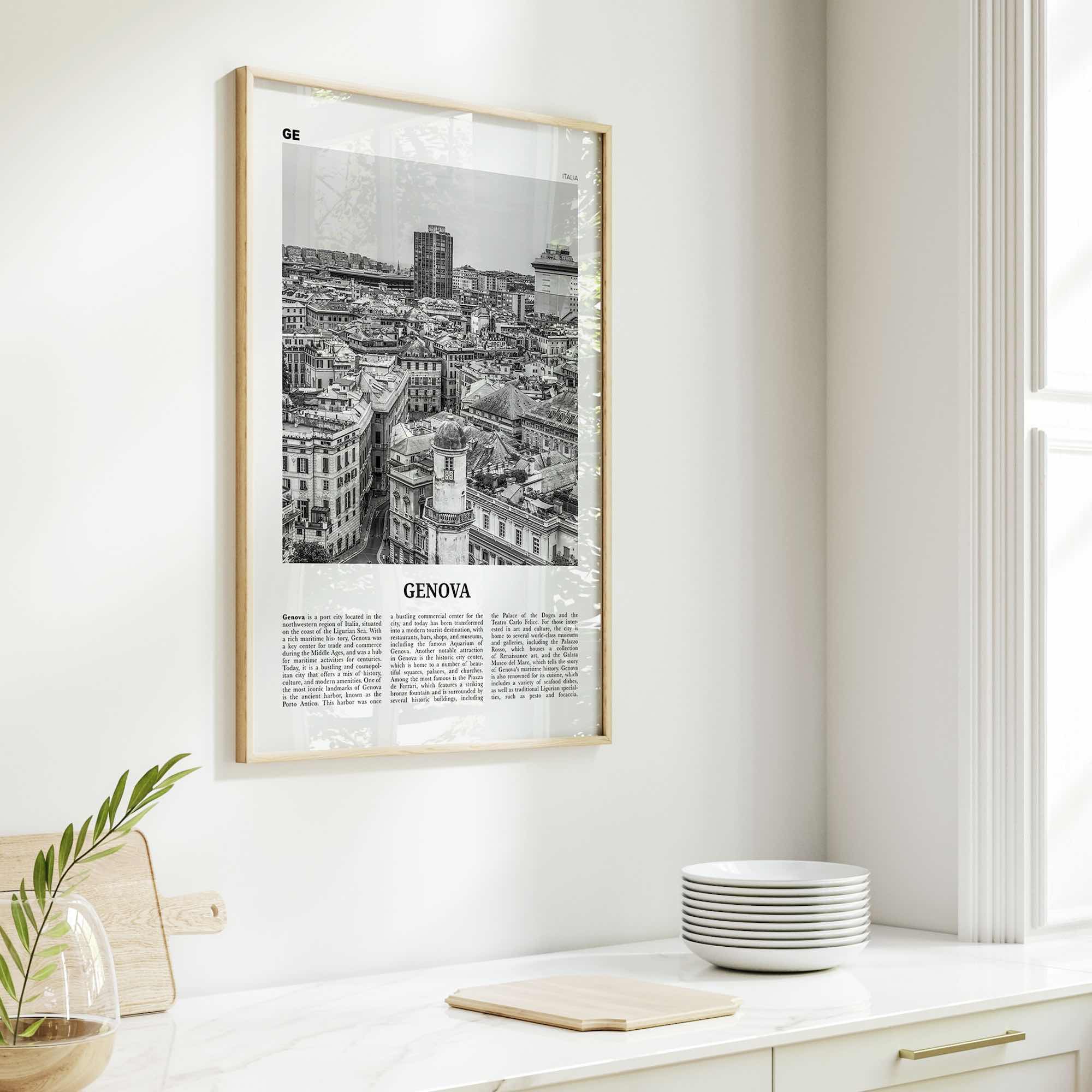 Genova Print Black and White, Genova Wall Art, Genova Poster, Genova Photo, Genova Wall Décor, Genova Map, Italia