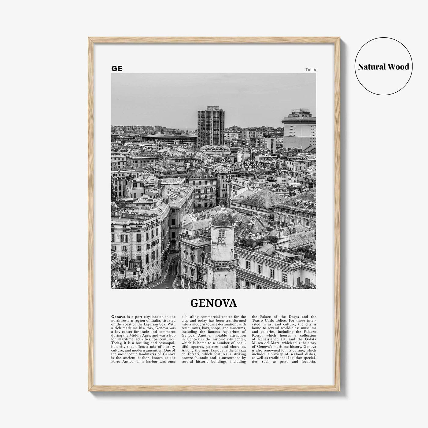 Genova Print Black and White, Genova Wall Art, Genova Poster, Genova Photo, Genova Wall Décor, Genova Map, Italia