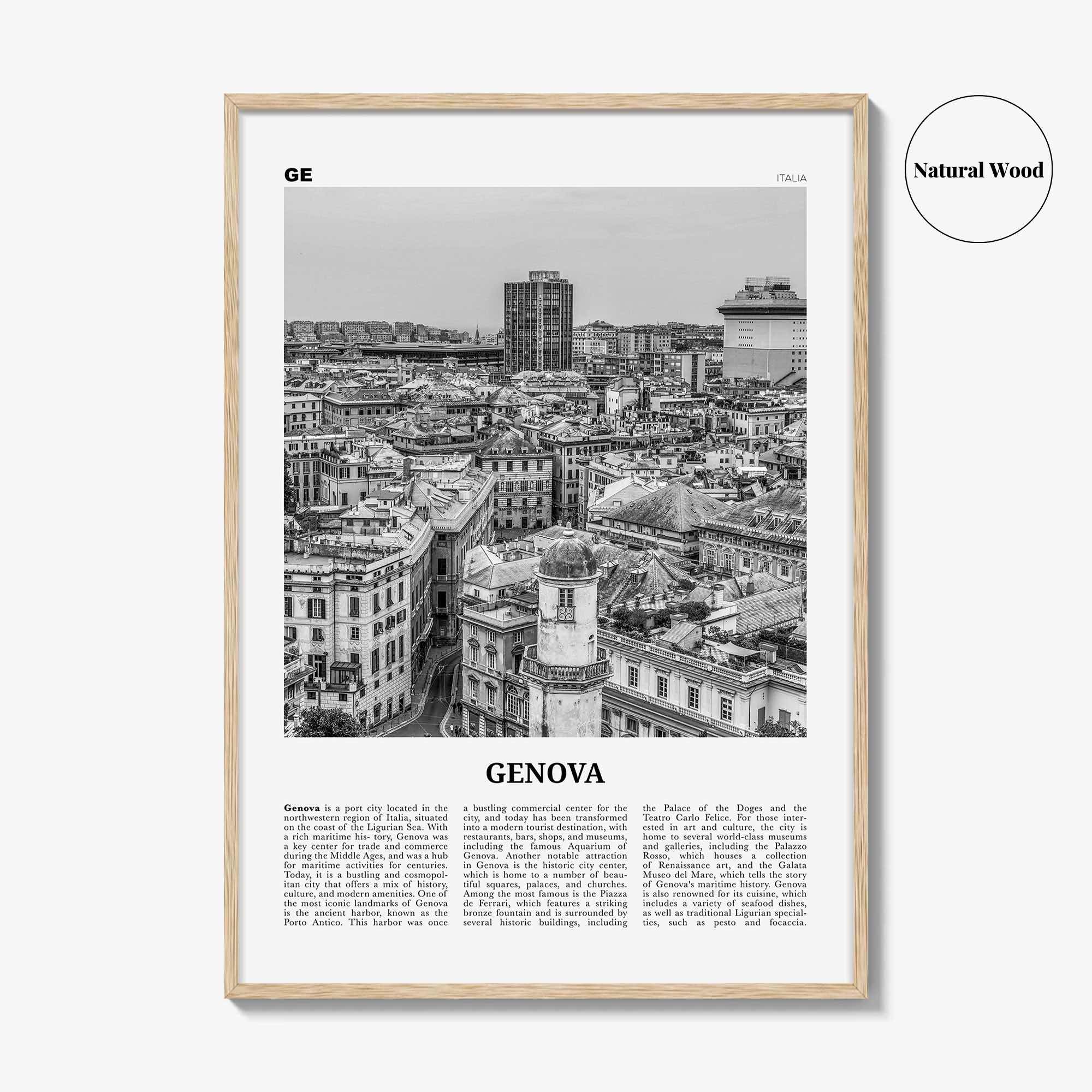 Genova Print Black and White, Genova Wall Art, Genova Poster, Genova Photo, Genova Wall Décor, Genova Map, Italia