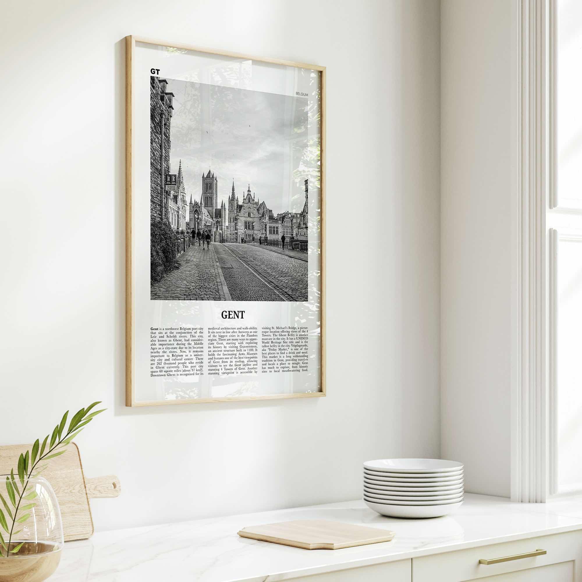 Gent Print Black and White, Gent Wall Art, Gent Poster, Gent Photo, Gent Wall Décor, Gent Map, Belgium