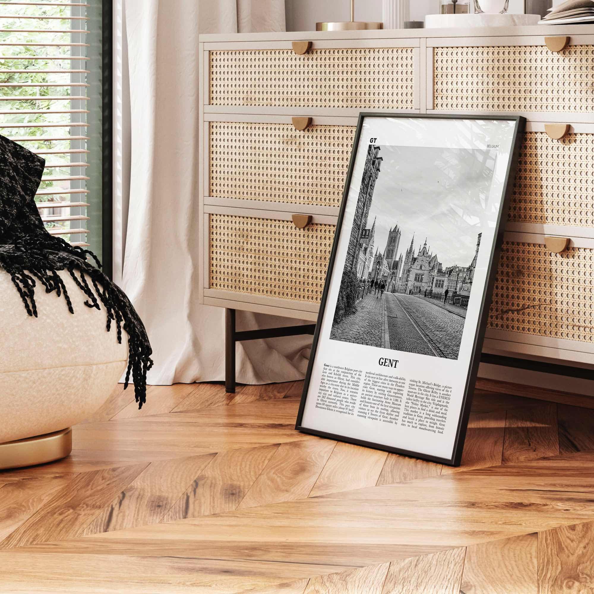 Gent Print Black and White, Gent Wall Art, Gent Poster, Gent Photo, Gent Wall Décor, Gent Map, Belgium