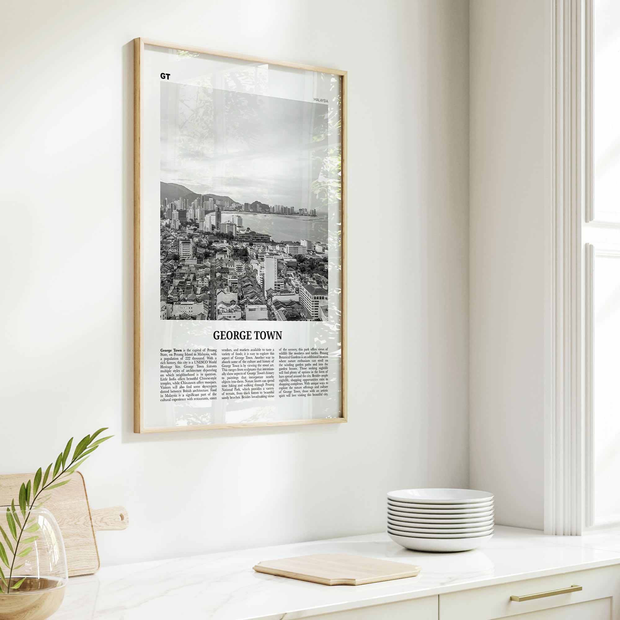 George Town Print Black and White Malaysia, George Town Wall Art, George Town Poster, George Town Photo, George Town Wall Décor