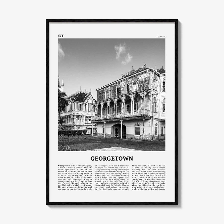 Georgetown Print Black and White Guyana, Georgetown Wall Art, Georgetown Poster, Georgetown Photo, Georgetown Wall Décor, Georgetown Map