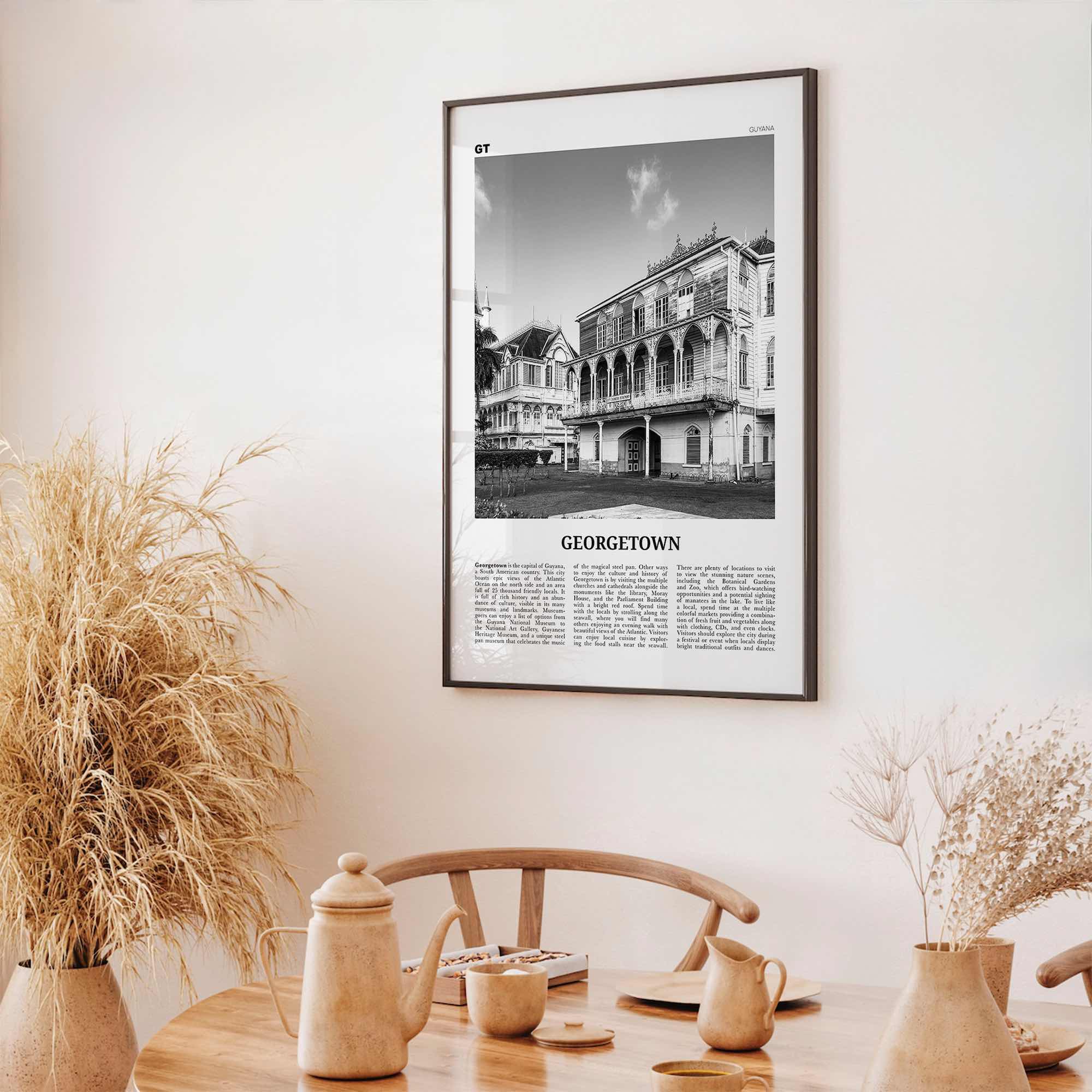 Georgetown Print Black and White Guyana, Georgetown Wall Art, Georgetown Poster, Georgetown Photo, Georgetown Wall Décor, Georgetown Map