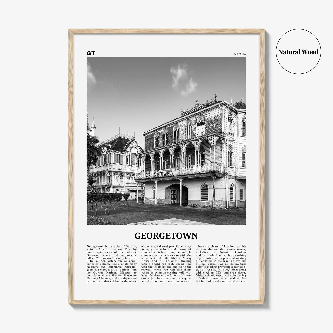 Georgetown Print Black and White Guyana, Georgetown Wall Art, Georgetown Poster, Georgetown Photo, Georgetown Wall Décor, Georgetown Map
