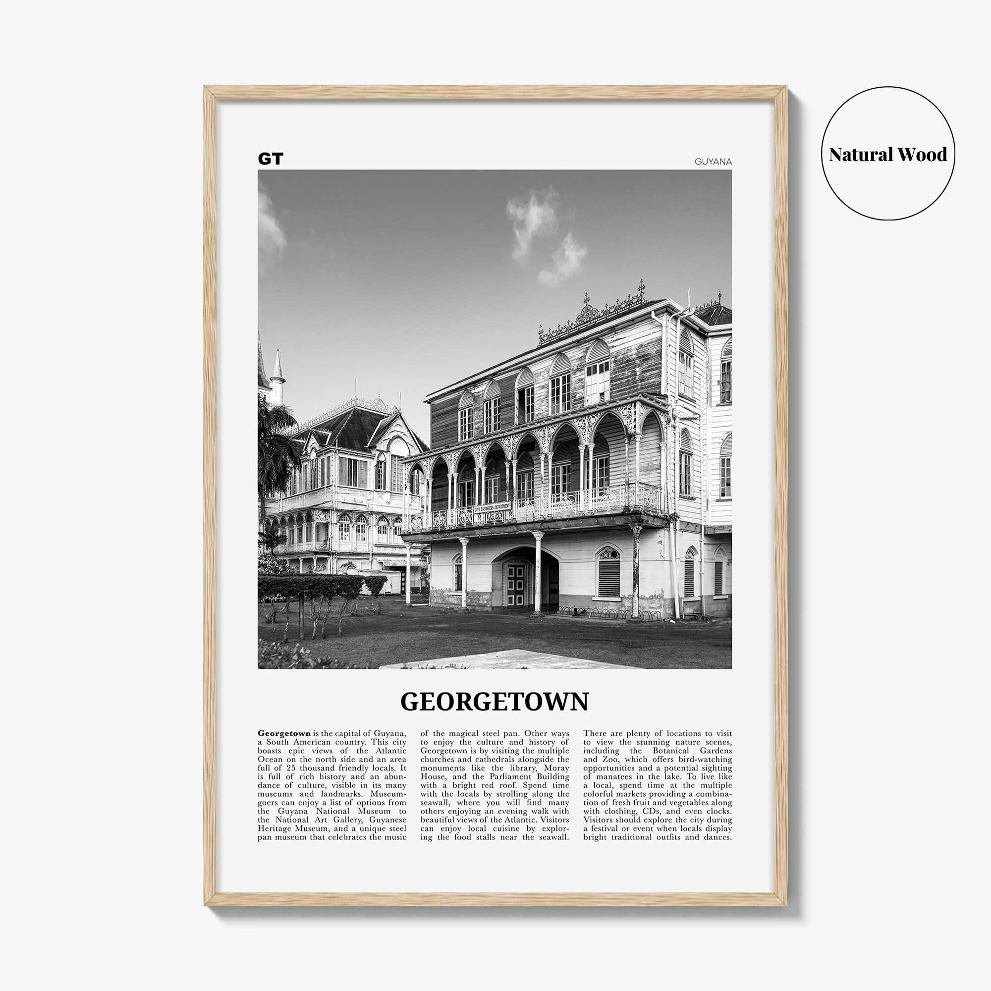 Georgetown Print Black and White Guyana, Georgetown Wall Art, Georgetown Poster, Georgetown Photo, Georgetown Wall Décor, Georgetown Map