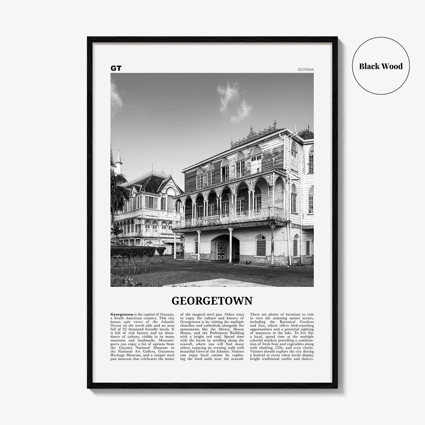 Georgetown Print Black and White Guyana, Georgetown Wall Art, Georgetown Poster, Georgetown Photo, Georgetown Wall Décor, Georgetown Map