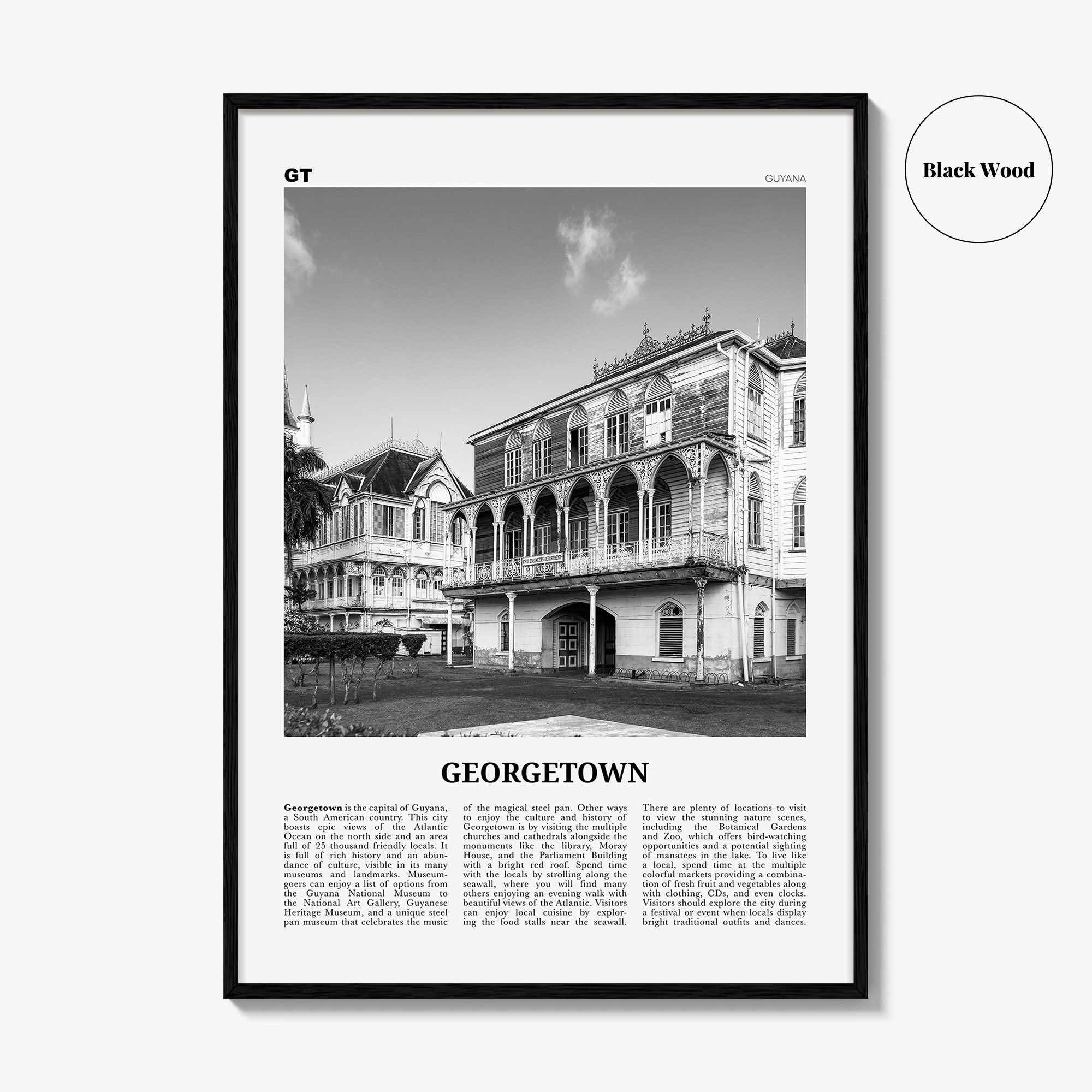 Georgetown Print Black and White Guyana, Georgetown Wall Art, Georgetown Poster, Georgetown Photo, Georgetown Wall Décor, Georgetown Map