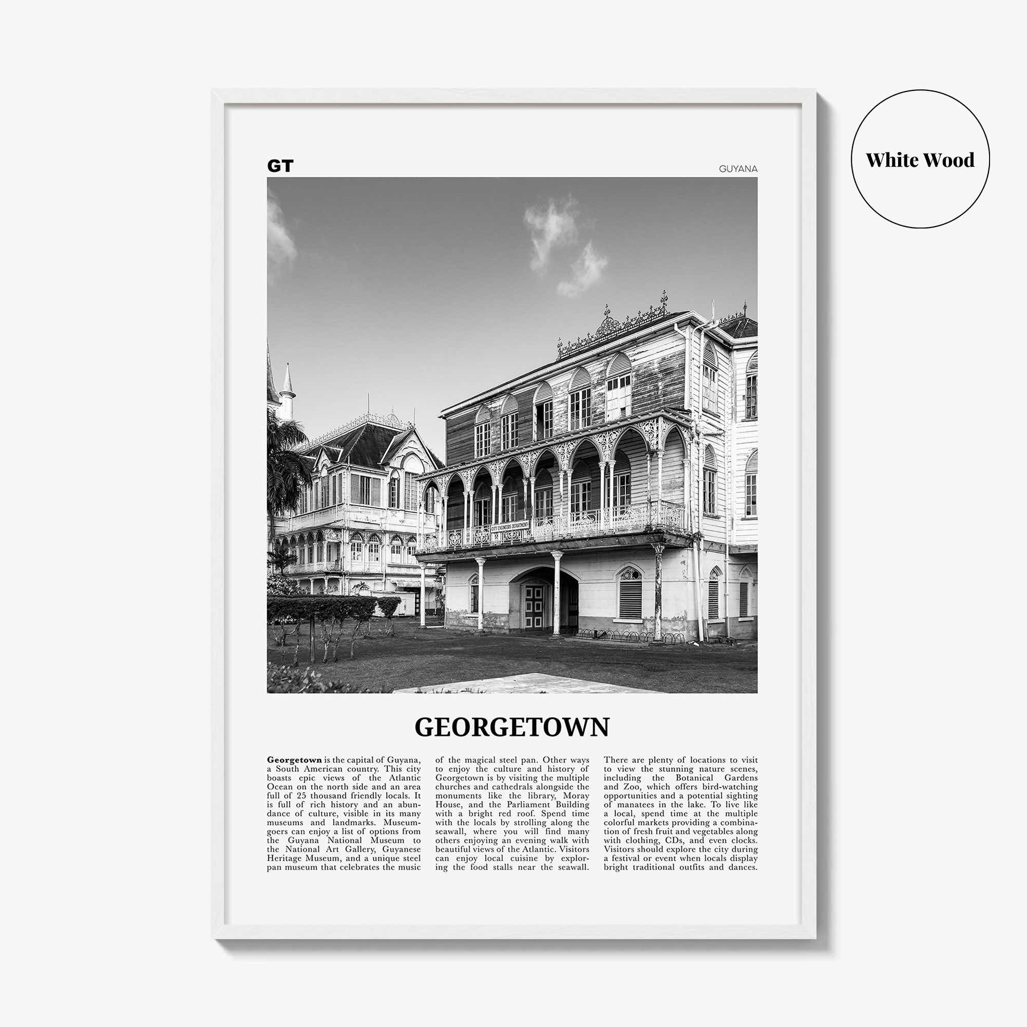 Georgetown Print Black and White Guyana, Georgetown Wall Art, Georgetown Poster, Georgetown Photo, Georgetown Wall Décor, Georgetown Map