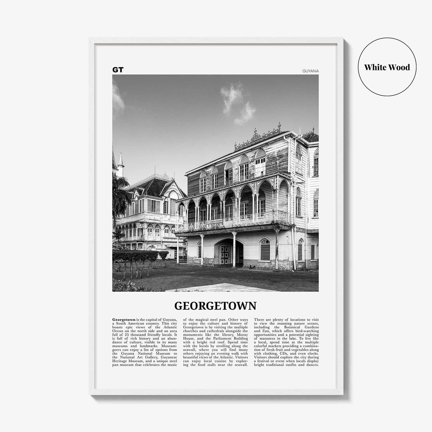 Georgetown Print Black and White Guyana, Georgetown Wall Art, Georgetown Poster, Georgetown Photo, Georgetown Wall Décor, Georgetown Map