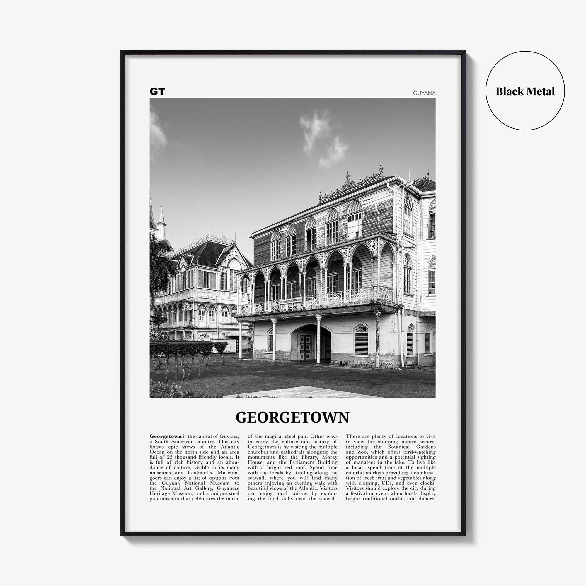 Georgetown Print Black and White Guyana, Georgetown Wall Art, Georgetown Poster, Georgetown Photo, Georgetown Wall Décor, Georgetown Map