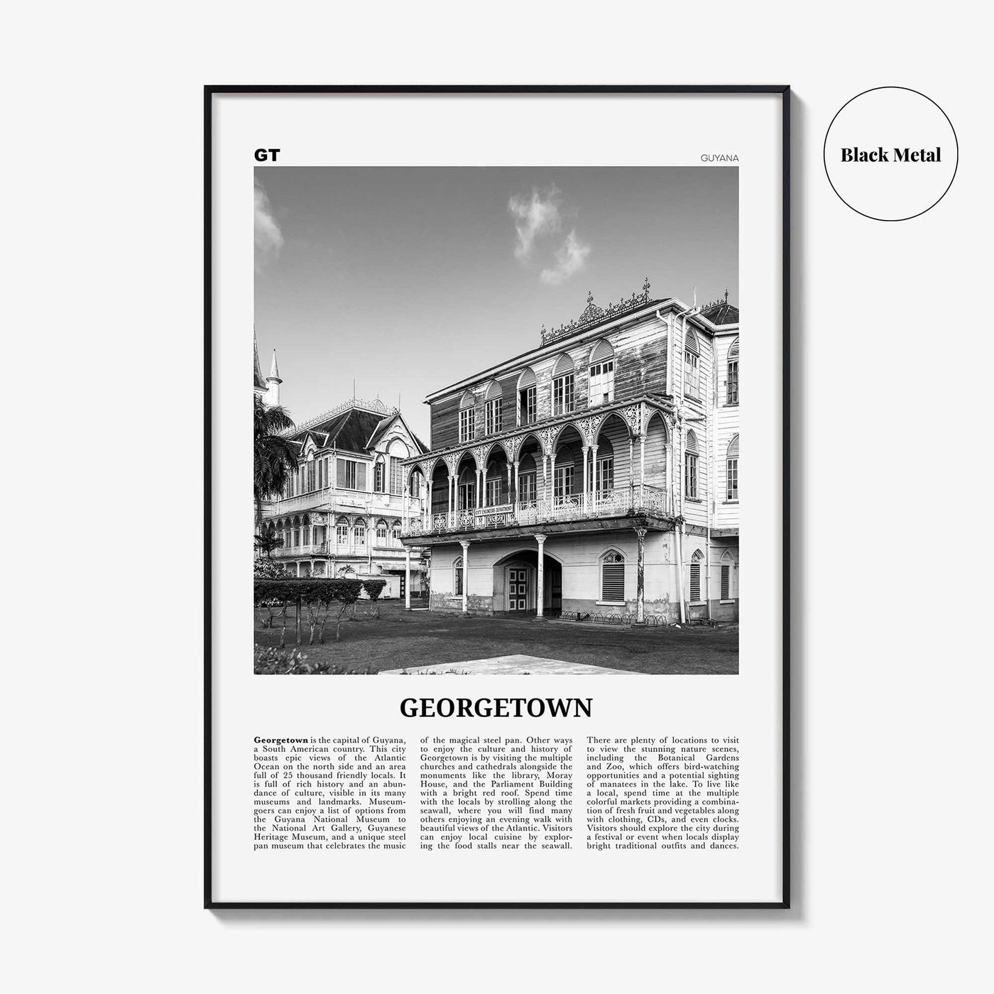 Georgetown Print Black and White Guyana, Georgetown Wall Art, Georgetown Poster, Georgetown Photo, Georgetown Wall Décor, Georgetown Map