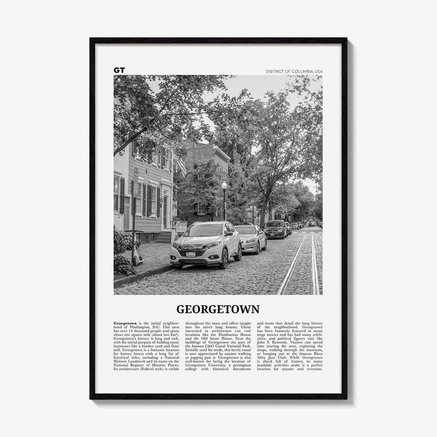 Georgetown Print Black and White Washington DC, Georgetown Wall Art, Georgetown Poster, Georgetown Photo, Georgetown Décor, Georgetown Map