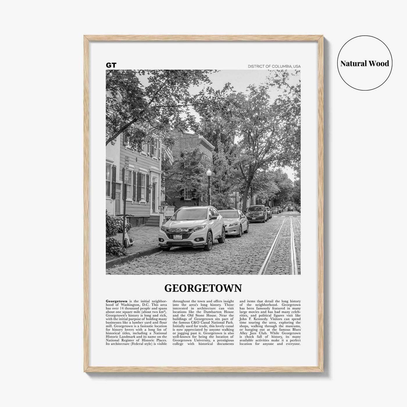 Georgetown Print Black and White Washington DC, Georgetown Wall Art, Georgetown Poster, Georgetown Photo, Georgetown Décor, Georgetown Map