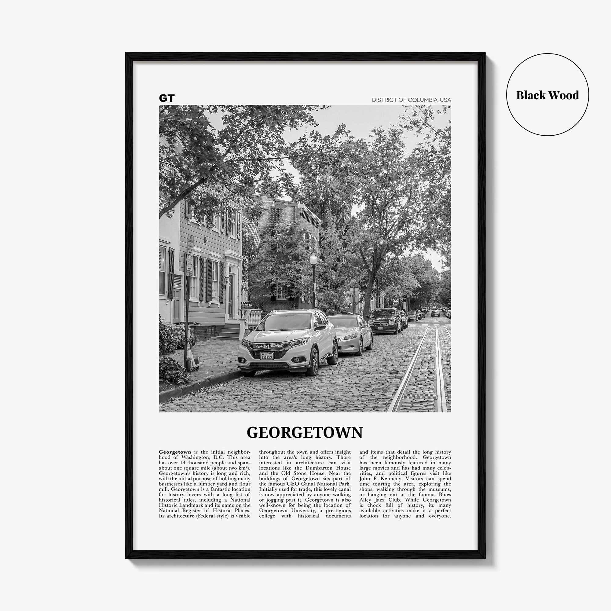 Georgetown Print Black and White Washington DC, Georgetown Wall Art, Georgetown Poster, Georgetown Photo, Georgetown Décor, Georgetown Map