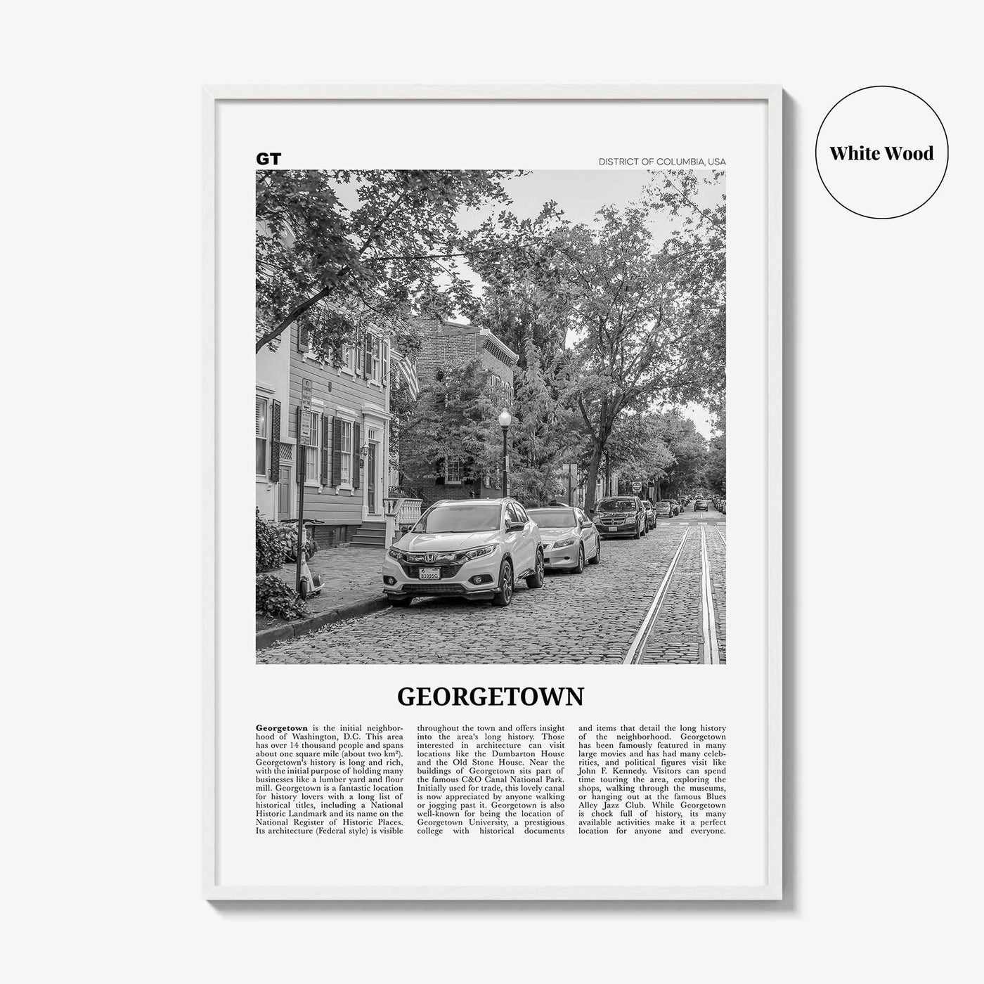 Georgetown Print Black and White Washington DC, Georgetown Wall Art, Georgetown Poster, Georgetown Photo, Georgetown Décor, Georgetown Map