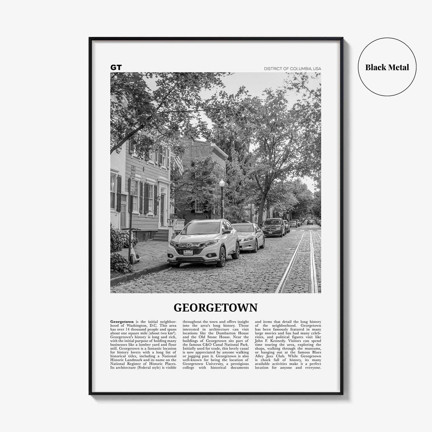 Georgetown Print Black and White Washington DC, Georgetown Wall Art, Georgetown Poster, Georgetown Photo, Georgetown Décor, Georgetown Map
