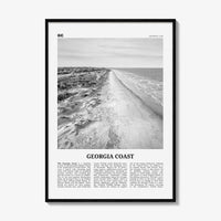 Georgia Coast Print Black and White, Georgia Coast Wall Art, Georgia Coast Poster, Georgia Coast Photo, Georgia Wall Décor, Georgia Map
