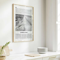 Georgia Coast Print Black and White, Georgia Coast Wall Art, Georgia Coast Poster, Georgia Coast Photo, Georgia Wall Décor, Georgia Map