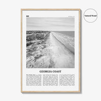 Georgia Coast Print Black and White, Georgia Coast Wall Art, Georgia Coast Poster, Georgia Coast Photo, Georgia Wall Décor, Georgia Map