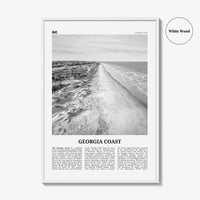 Georgia Coast Print Black and White, Georgia Coast Wall Art, Georgia Coast Poster, Georgia Coast Photo, Georgia Wall Décor, Georgia Map