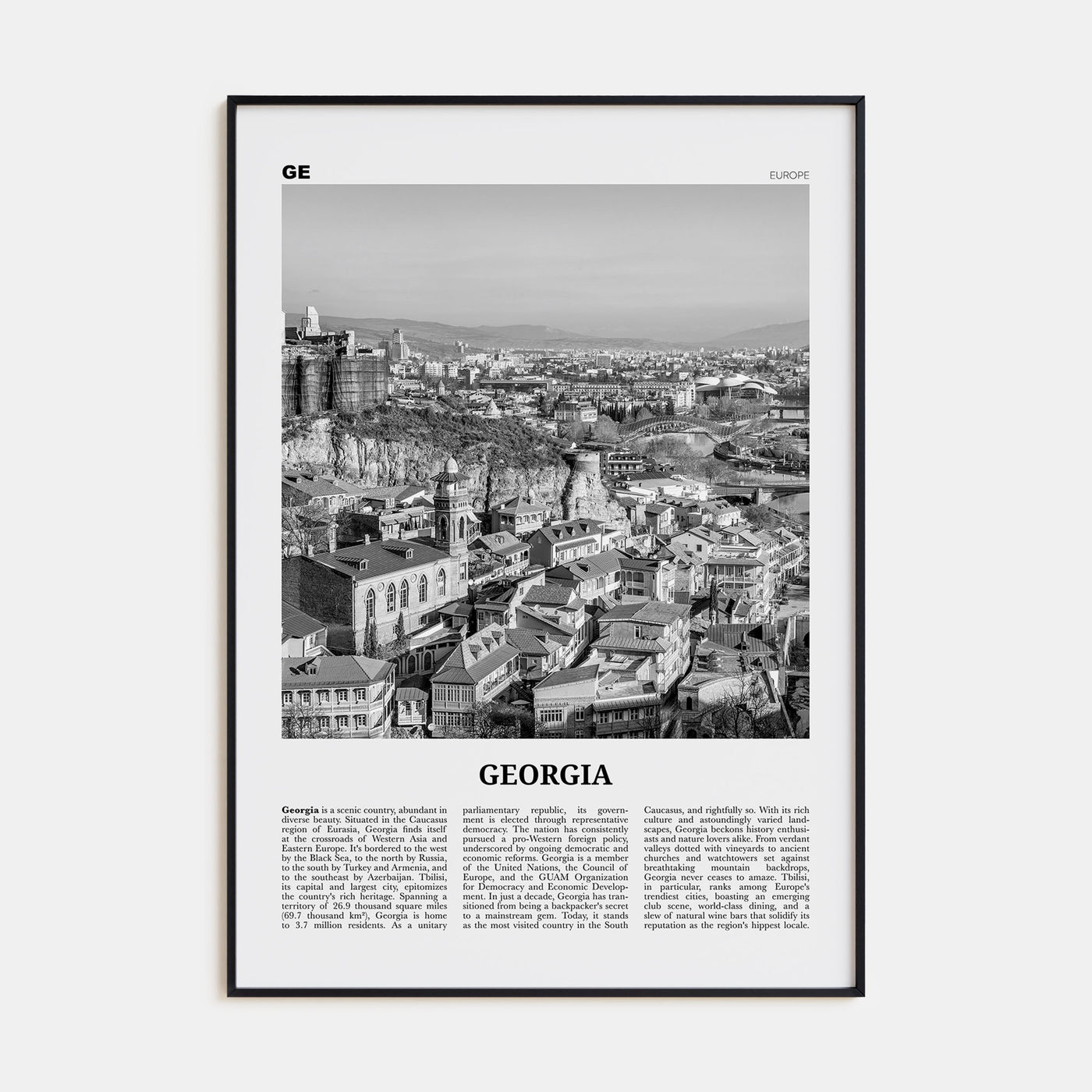 Georgia (Country) Travel B&W Poster