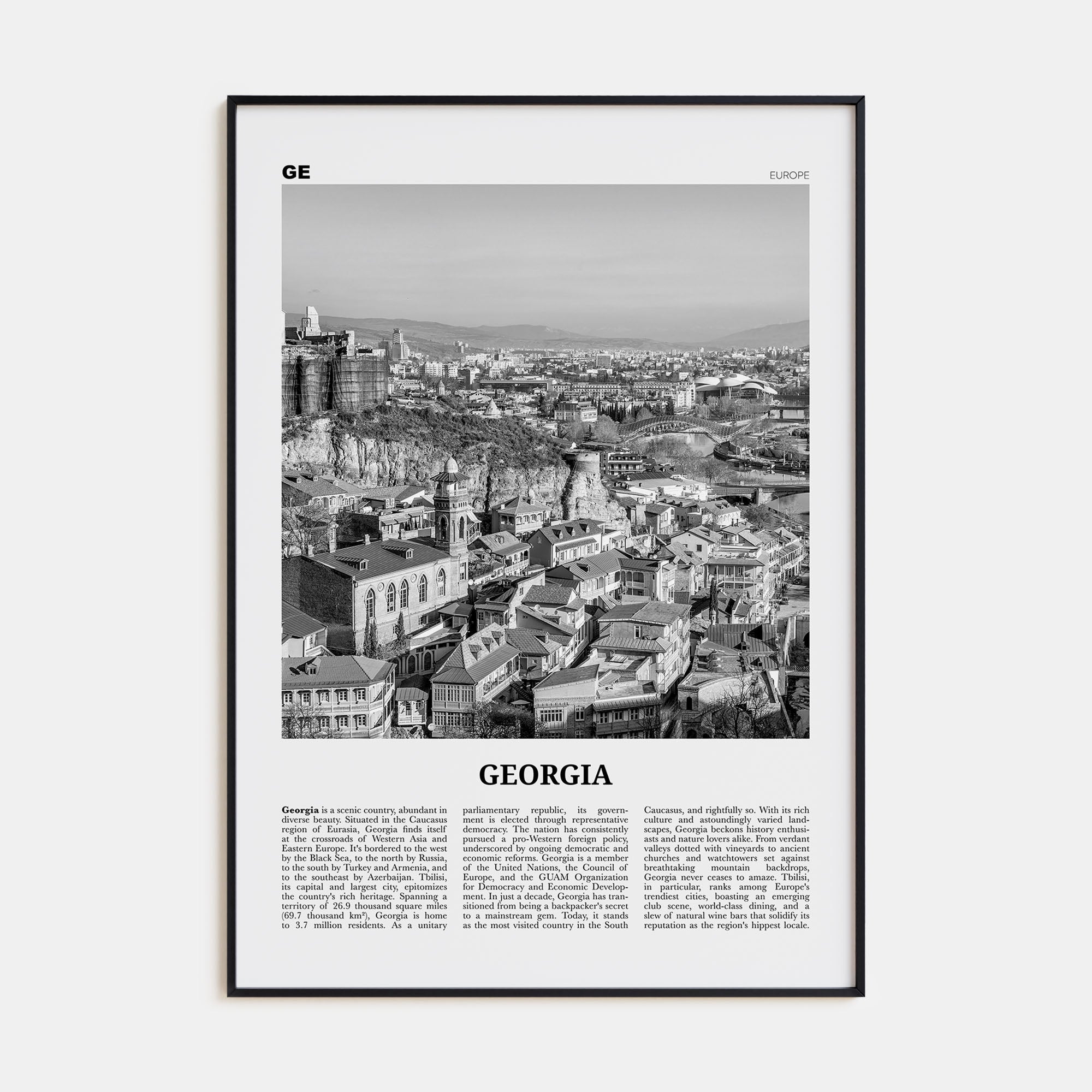 Georgia (Country) Travel B&W Poster