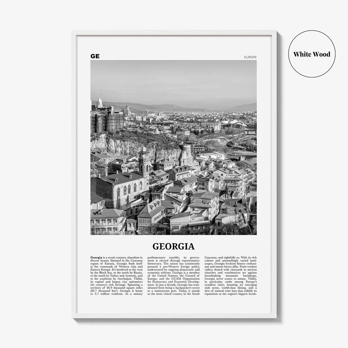 Georgia Country Print Black and White, Georgia Wall Art, Georgia Poster, Georgia Photo, Wall Decor, საქართველო, Sakartvelo, Tbilisi, Europe