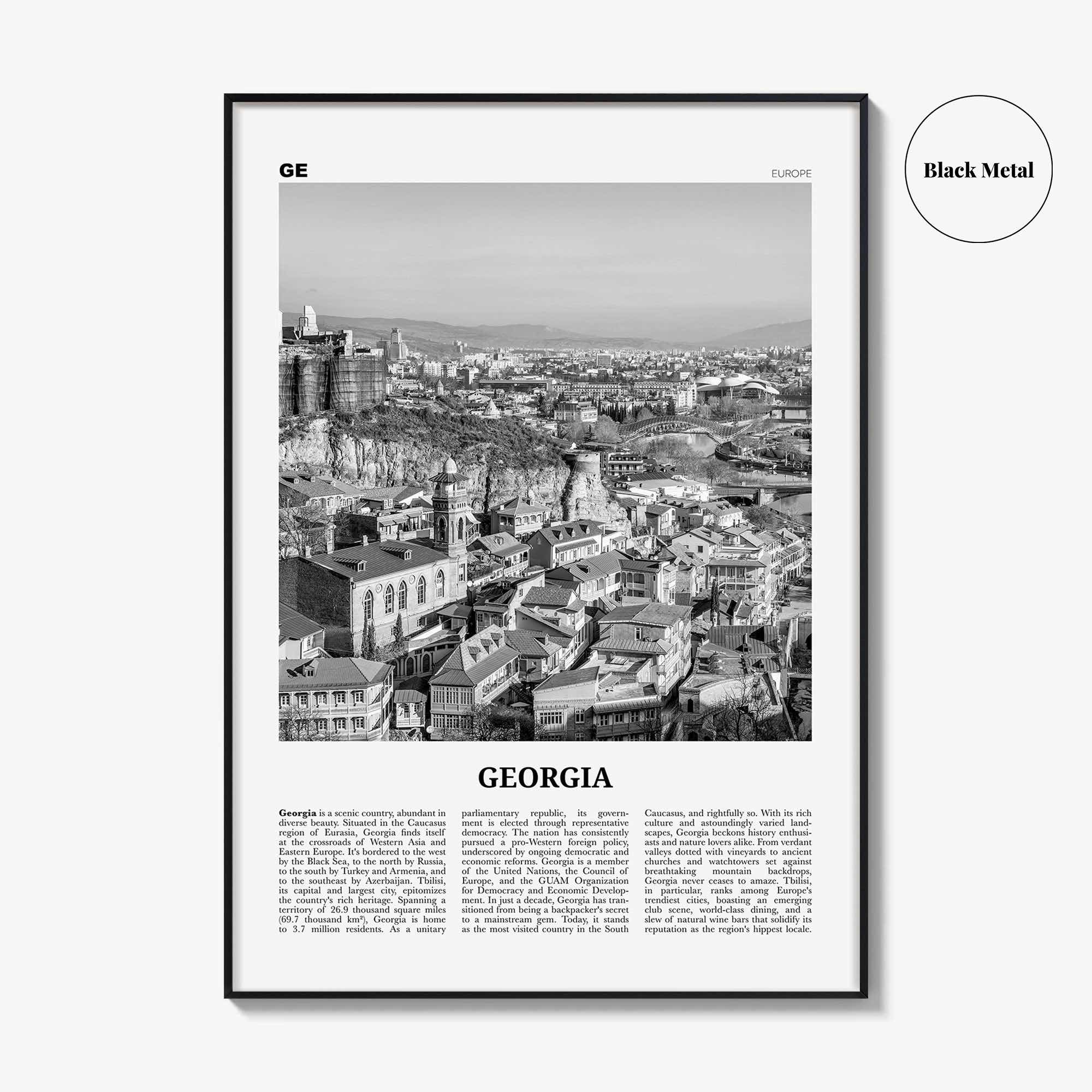 Georgia Country Print Black and White, Georgia Wall Art, Georgia Poster, Georgia Photo, Wall Decor, საქართველო, Sakartvelo, Tbilisi, Europe