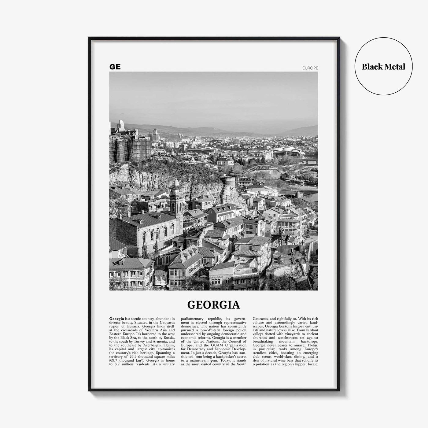 Georgia Country Print Black and White, Georgia Wall Art, Georgia Poster, Georgia Photo, Wall Decor, საქართველო, Sakartvelo, Tbilisi, Europe