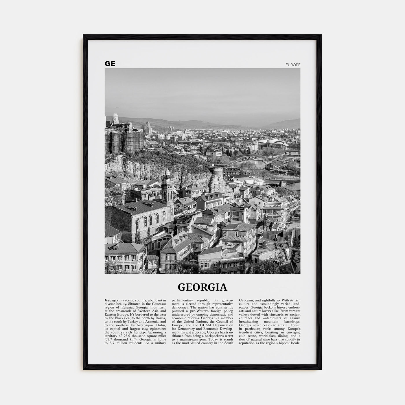 Georgia (Country) Travel B&W Poster