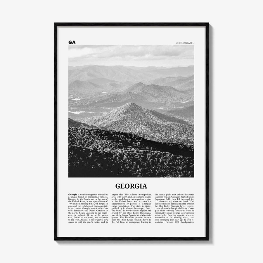 Georgia Print Black and White United States No 1, Georgia Wall Art, Georgia Poster, Georgia Photo, Georgia Wall Decor, United States