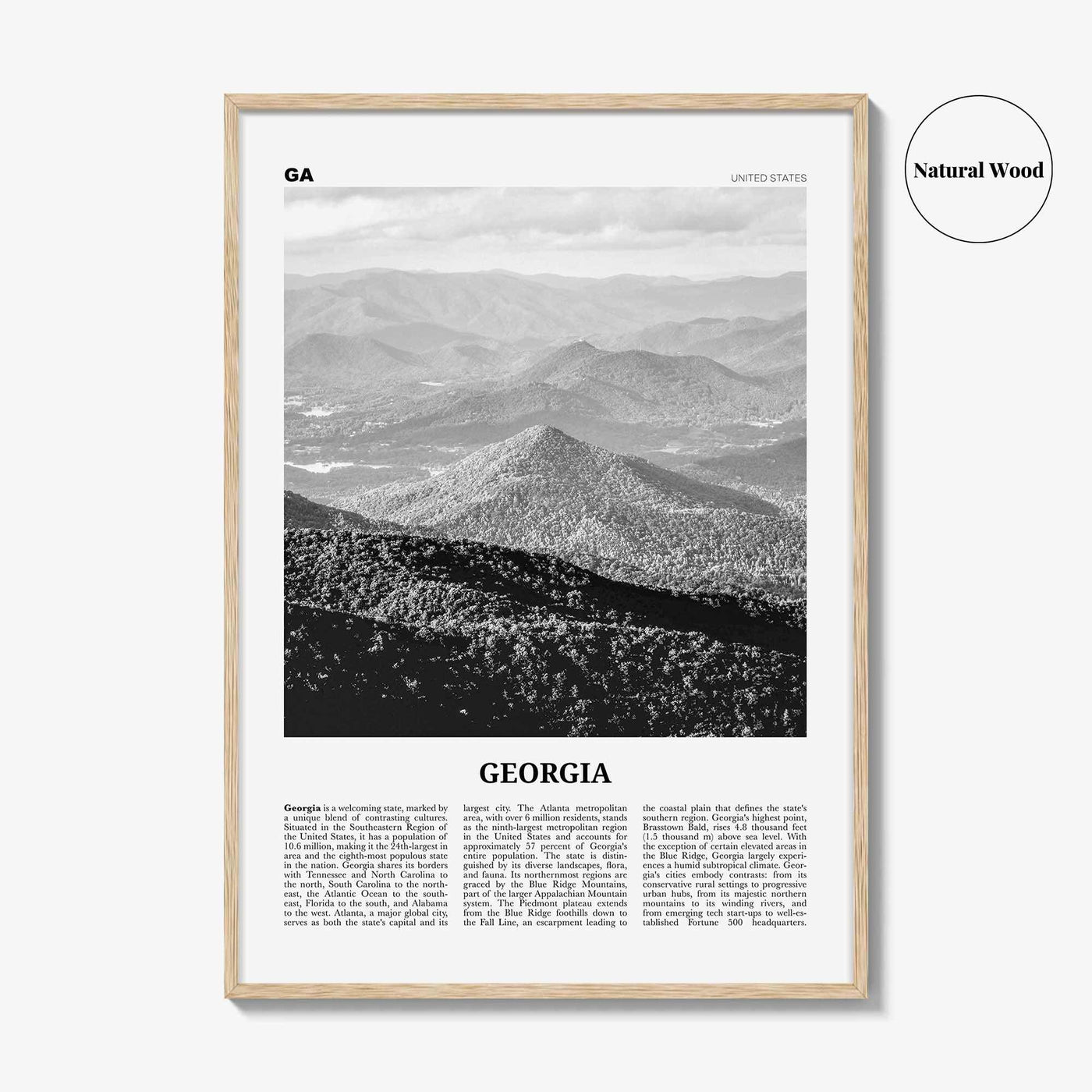 Georgia Print Black and White United States No 1, Georgia Wall Art, Georgia Poster, Georgia Photo, Georgia Wall Decor, United States