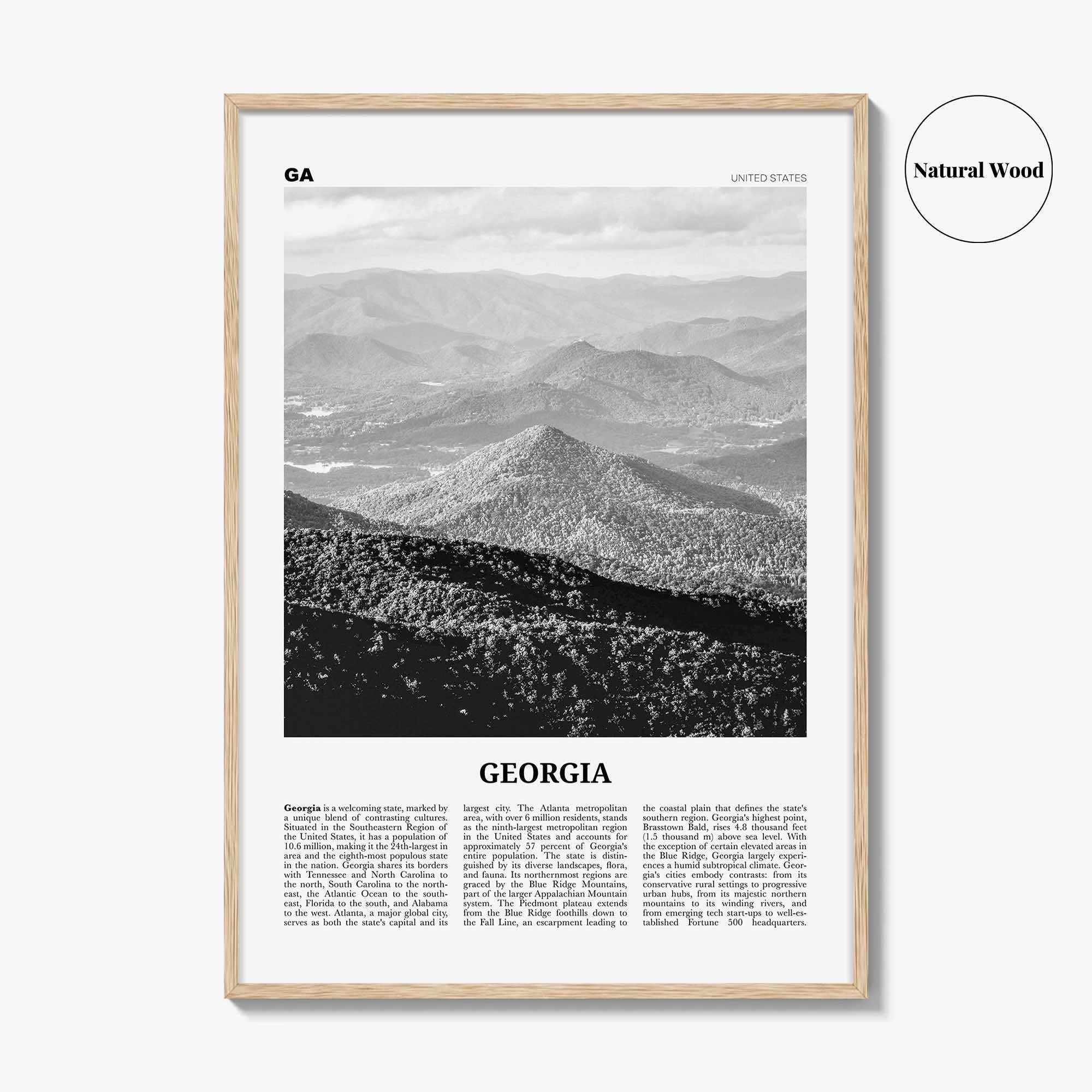Georgia Print Black and White United States No 1, Georgia Wall Art, Georgia Poster, Georgia Photo, Georgia Wall Decor, United States