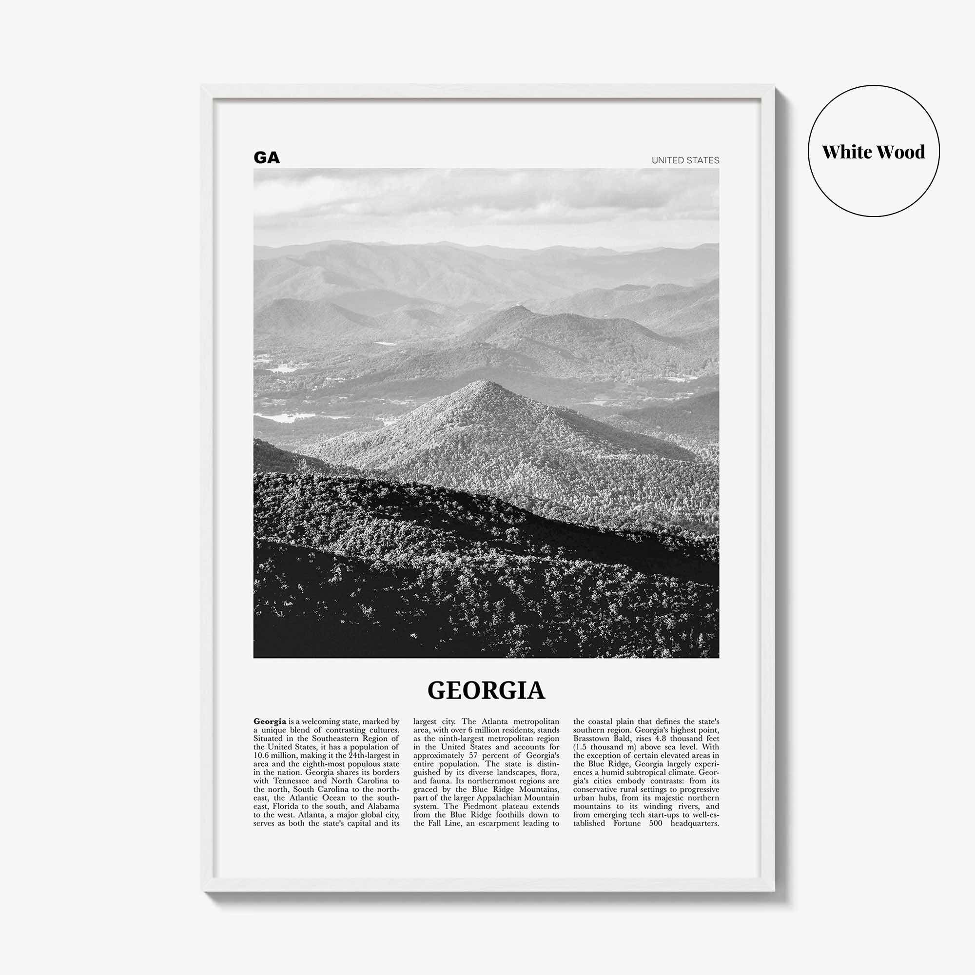 Georgia Print Black and White United States No 1, Georgia Wall Art, Georgia Poster, Georgia Photo, Georgia Wall Decor, United States