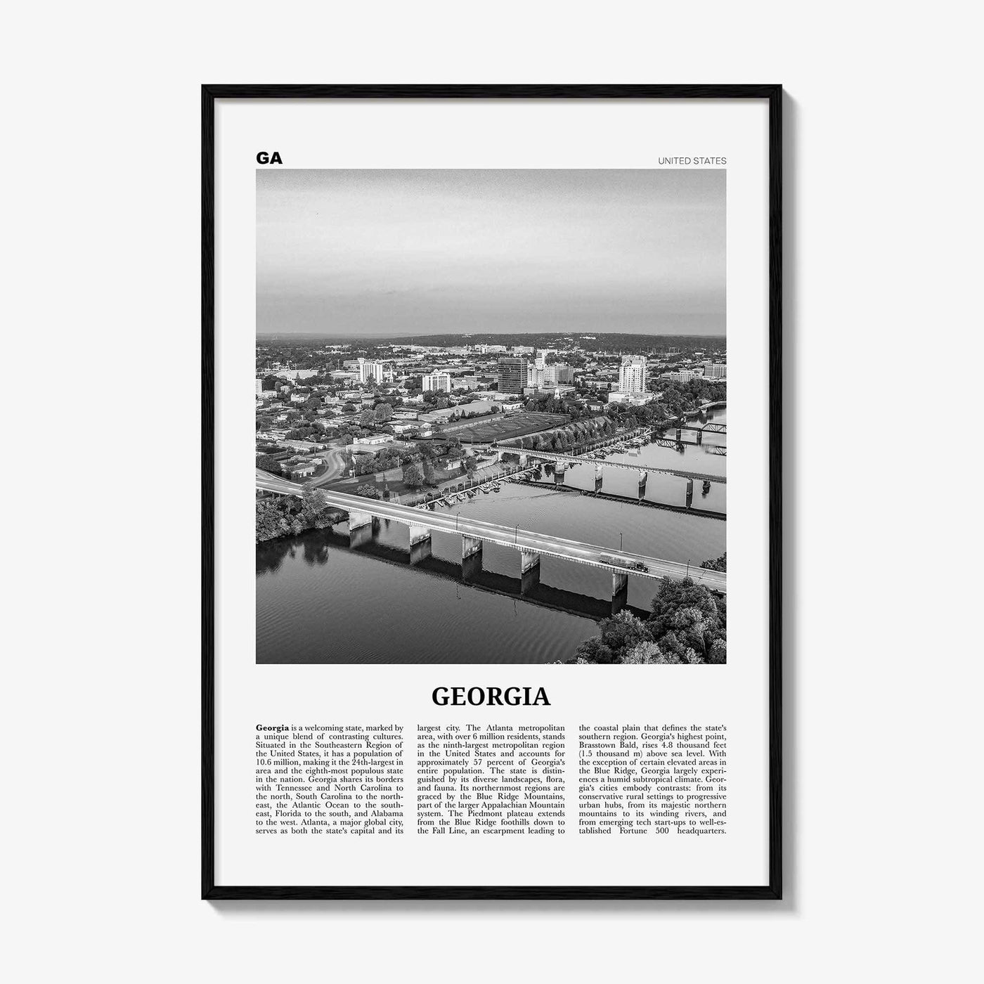 Georgia Print Black and White United States No 2, Georgia Wall Art, Georgia Poster, Georgia Photo, Georgia Wall Décor, Georgia Map