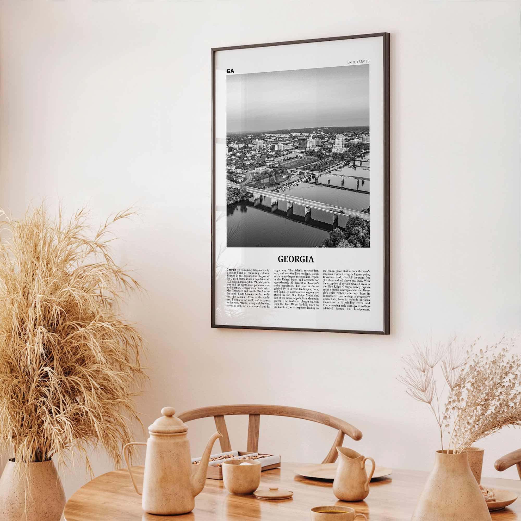 Georgia Print Black and White United States No 2, Georgia Wall Art, Georgia Poster, Georgia Photo, Georgia Wall Décor, Georgia Map