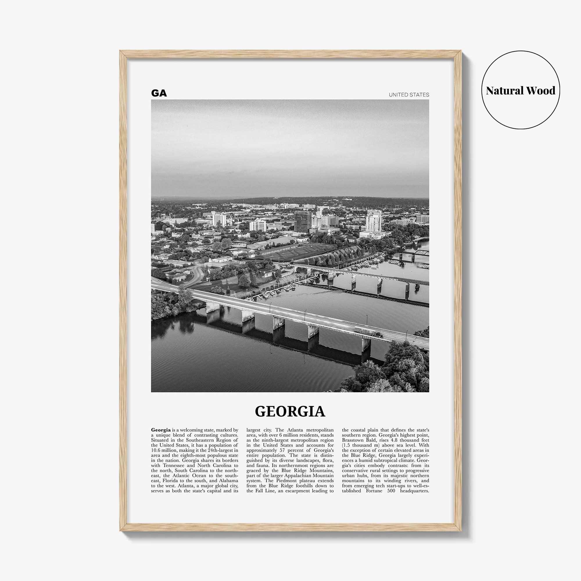 Georgia Print Black and White United States No 2, Georgia Wall Art, Georgia Poster, Georgia Photo, Georgia Wall Décor, Georgia Map