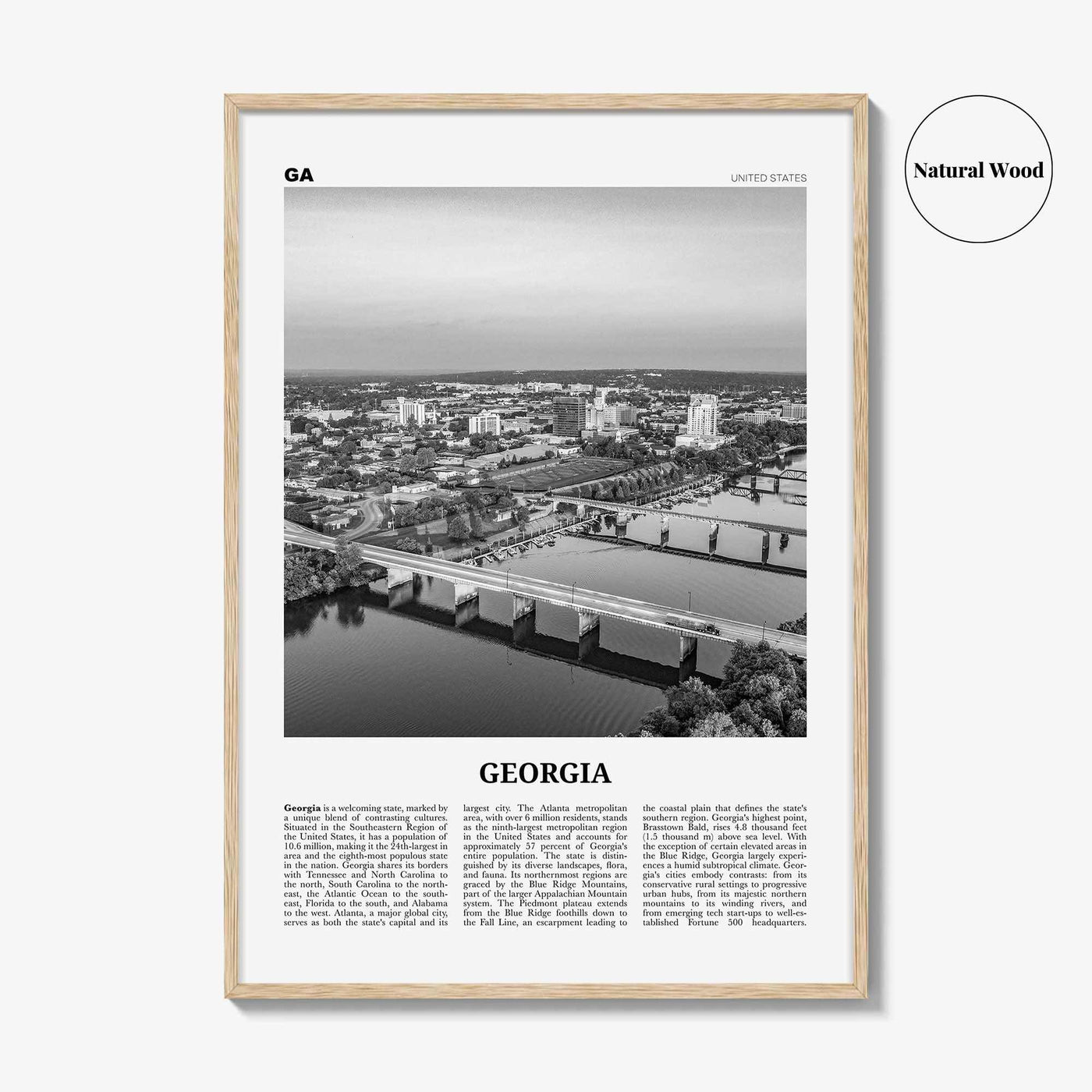 Georgia Print Black and White United States No 2, Georgia Wall Art, Georgia Poster, Georgia Photo, Georgia Wall Décor, Georgia Map