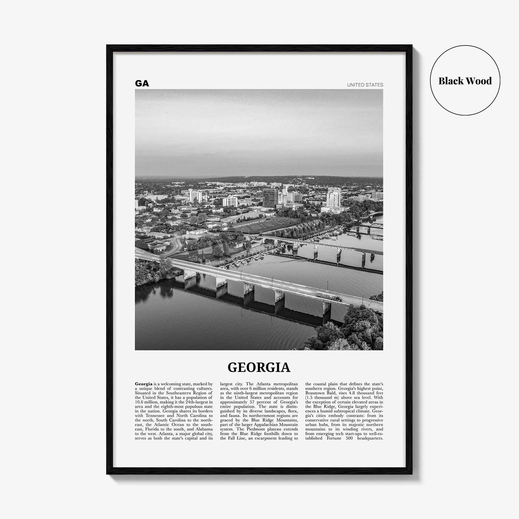 Georgia Print Black and White United States No 2, Georgia Wall Art, Georgia Poster, Georgia Photo, Georgia Wall Décor, Georgia Map