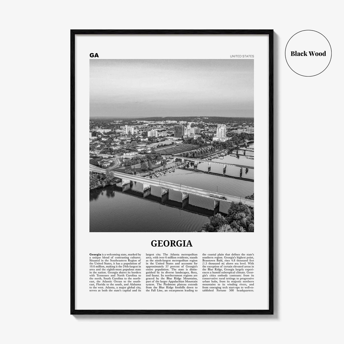 Georgia Print Black and White United States No 2, Georgia Wall Art, Georgia Poster, Georgia Photo, Georgia Wall Décor, Georgia Map