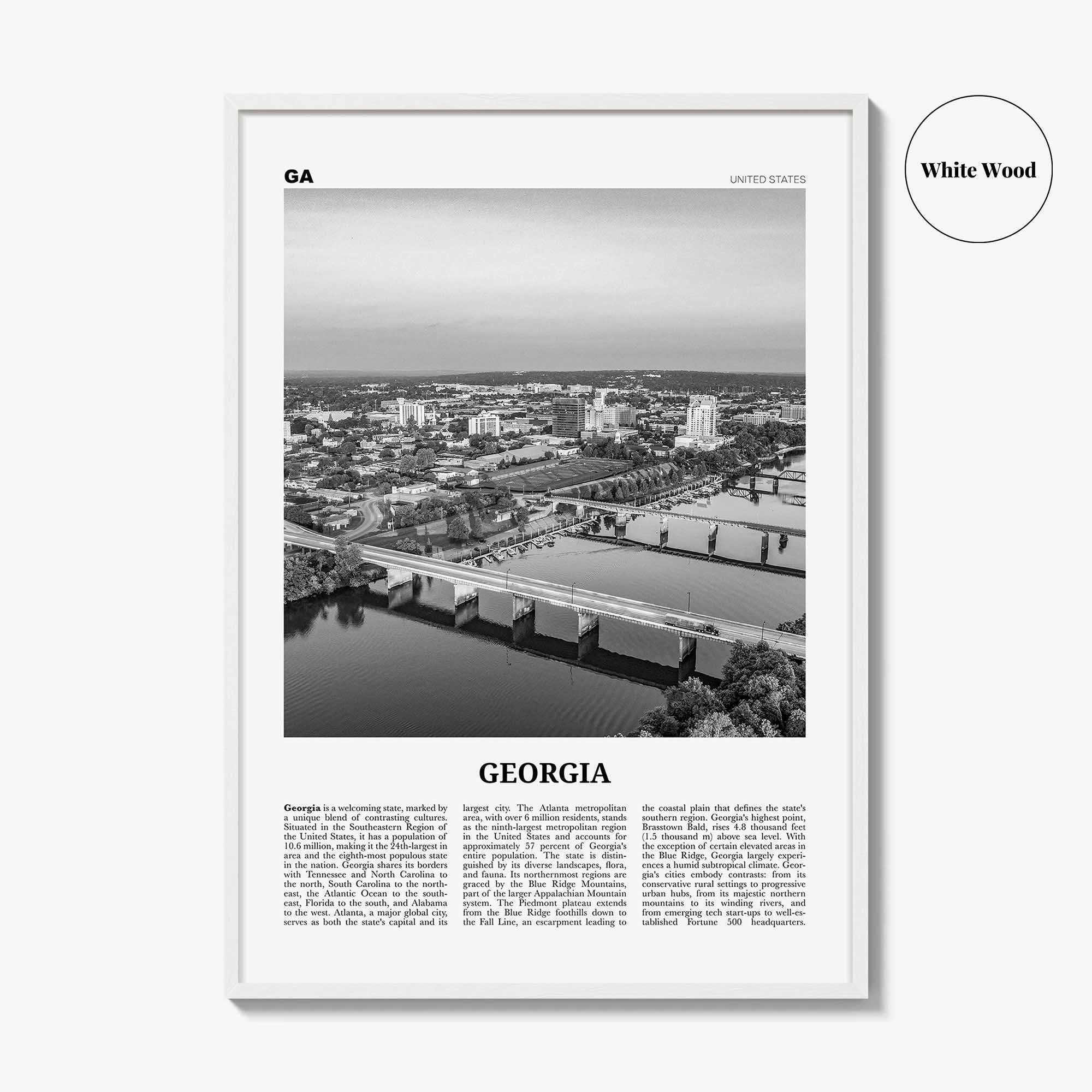 Georgia Print Black and White United States No 2, Georgia Wall Art, Georgia Poster, Georgia Photo, Georgia Wall Décor, Georgia Map