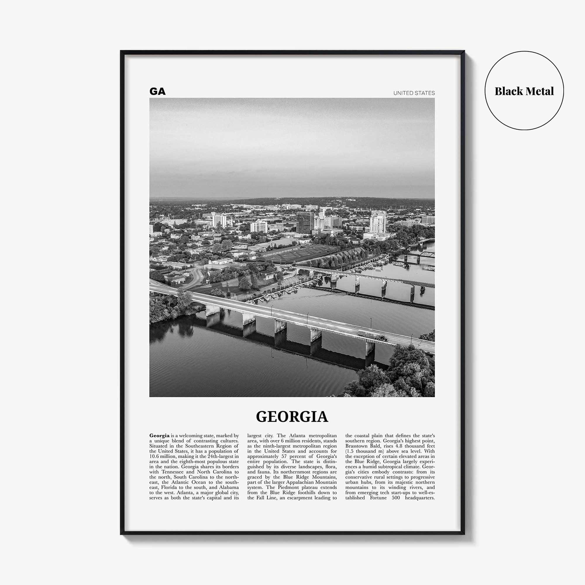 Georgia Print Black and White United States No 2, Georgia Wall Art, Georgia Poster, Georgia Photo, Georgia Wall Décor, Georgia Map
