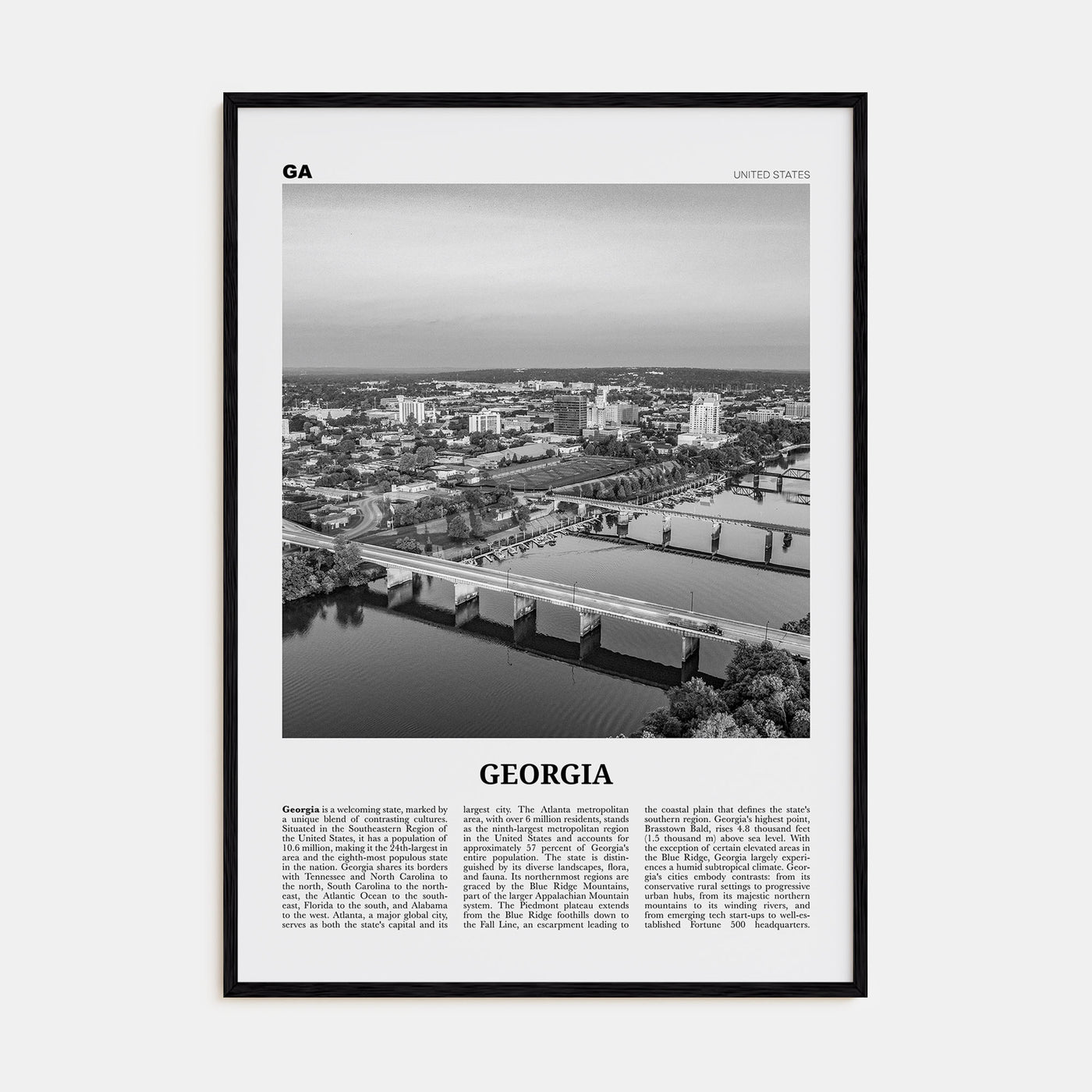 Georgia, United States Travel B&W No 2 Poster