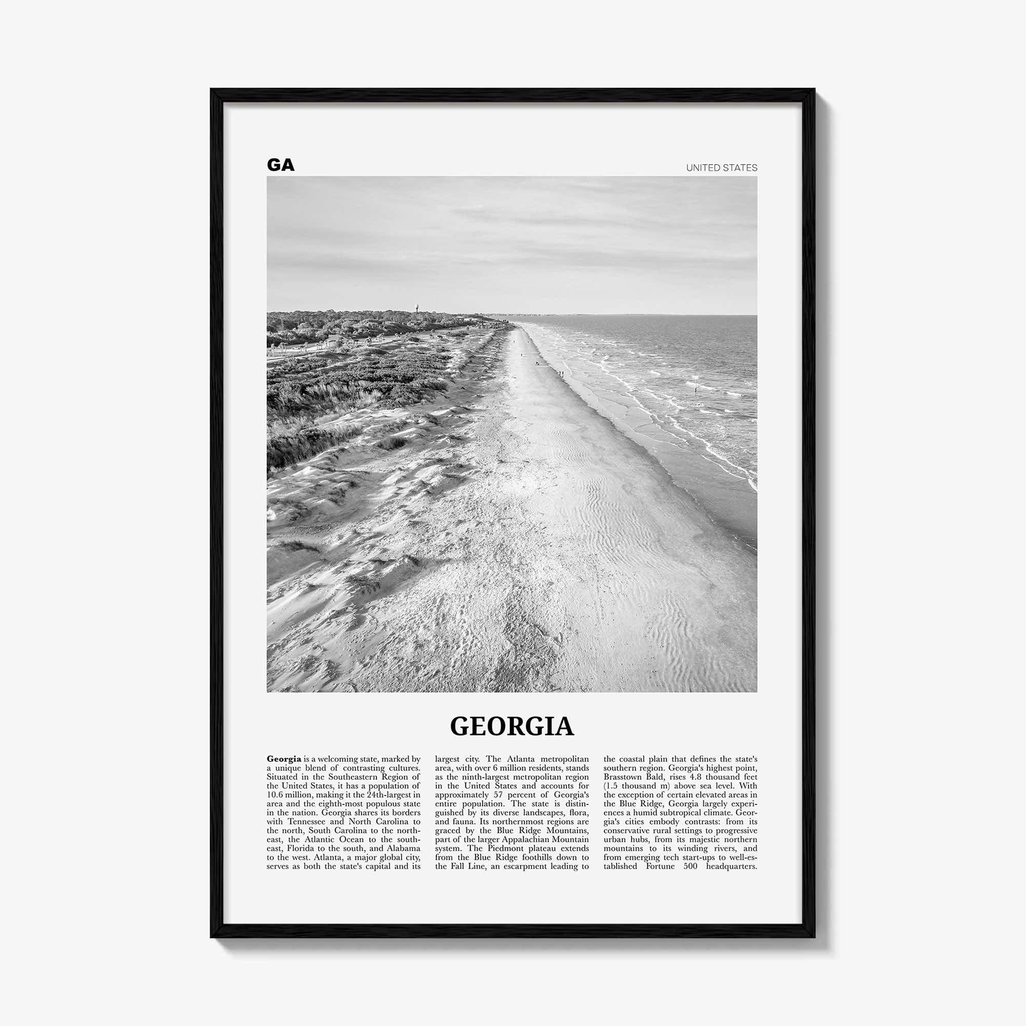 Georgia Print Black and White United States No 3, Georgia Wall Art, Georgia Poster, Georgia Photo, Georgia Wall Decor, United States