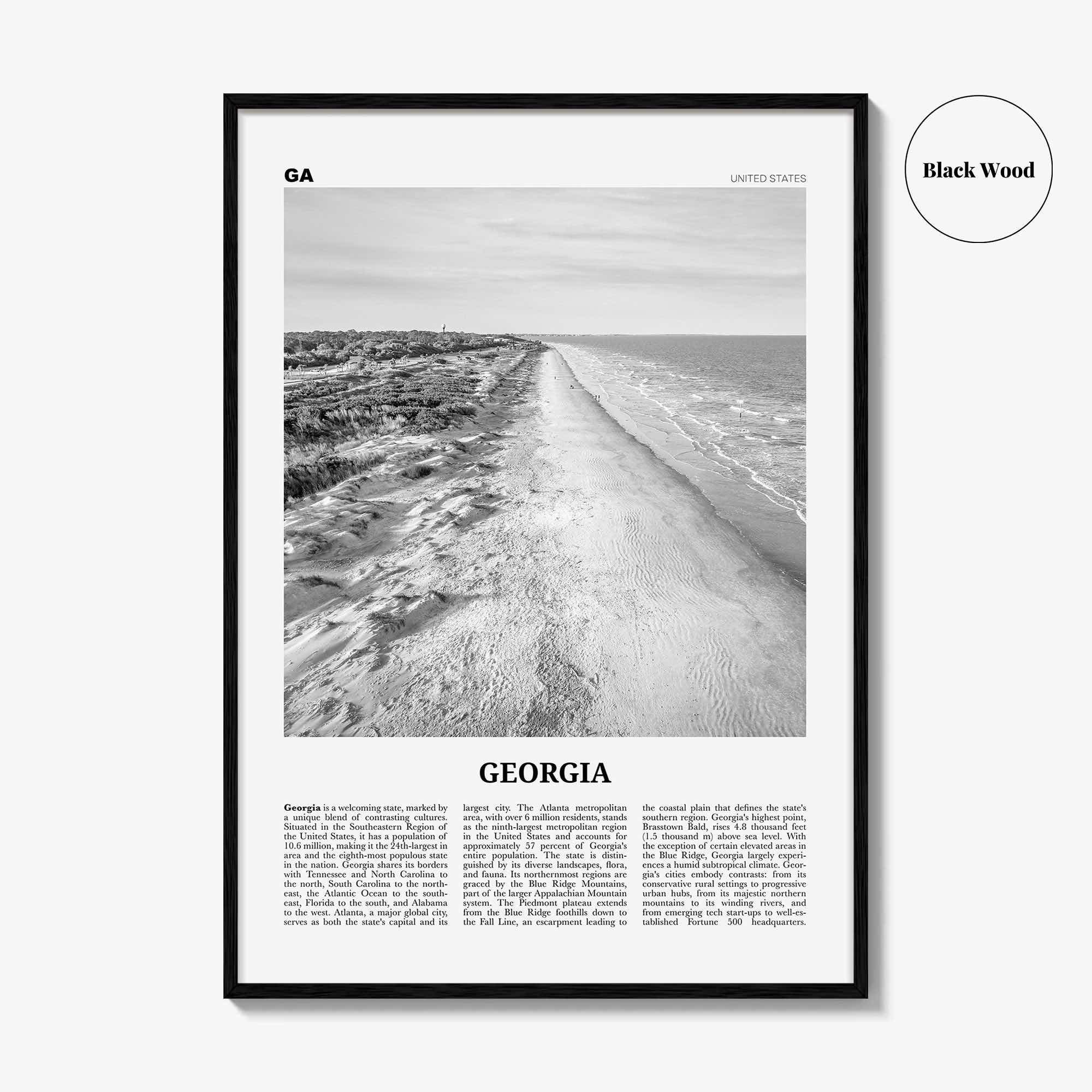 Georgia Print Black and White United States No 3, Georgia Wall Art, Georgia Poster, Georgia Photo, Georgia Wall Decor, United States