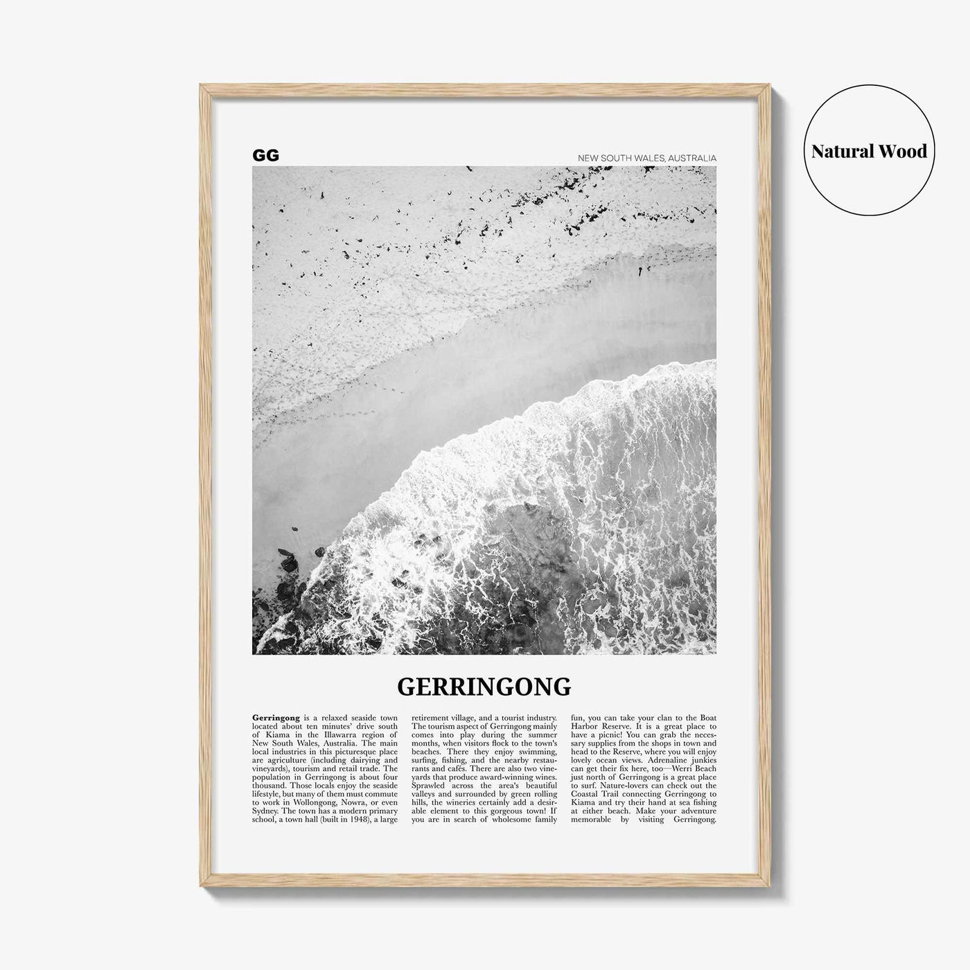 Gerringong Print Black and White, Gerringong Wall Art, Gerringong Poster, Gerringong Photo, Gerringong Décor, New South Wales, Australia