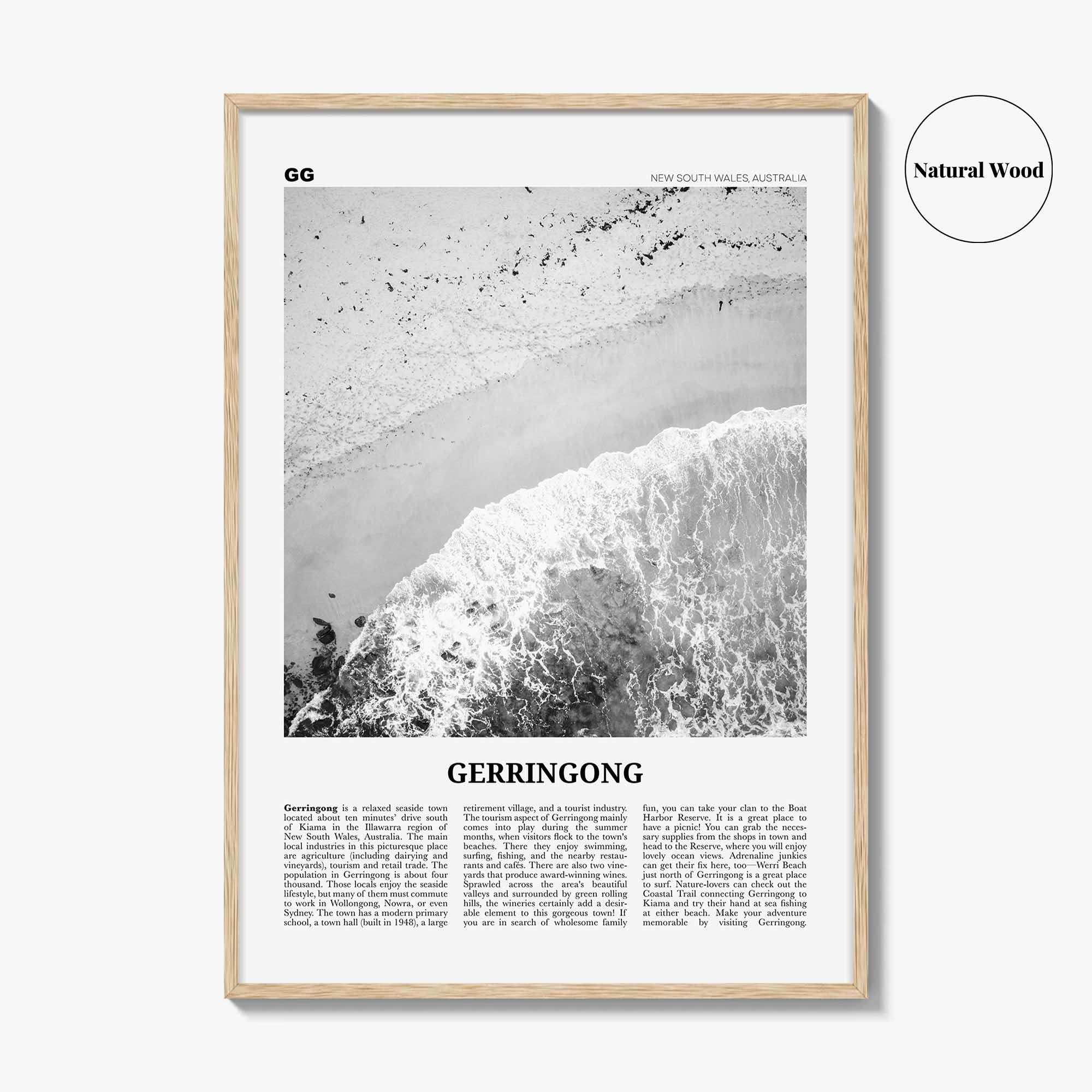 Gerringong Print Black and White, Gerringong Wall Art, Gerringong Poster, Gerringong Photo, Gerringong Décor, New South Wales, Australia