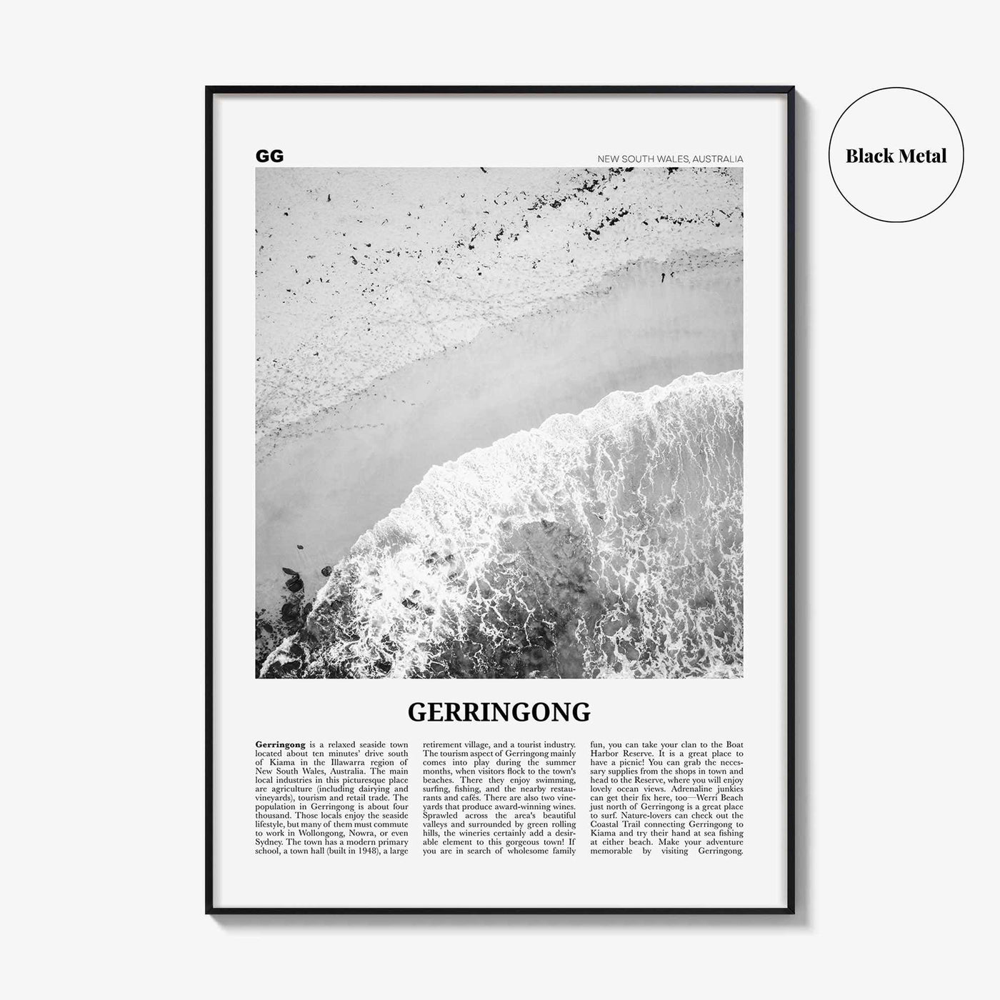 Gerringong Print Black and White, Gerringong Wall Art, Gerringong Poster, Gerringong Photo, Gerringong Décor, New South Wales, Australia