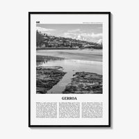 Gerroa Print Black and White, Gerroa Wall Art, Gerroa Poster, Gerroa Photo, Gerroa Wall Décor, Gerroa Map, Australia